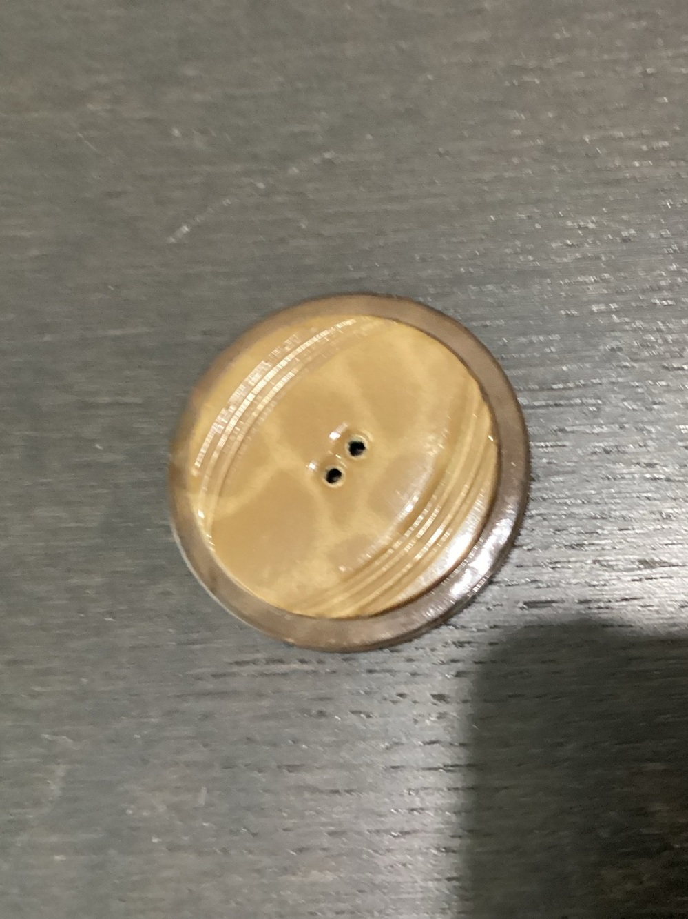 Antique/Vtg. Bakelite 2” diameter button Marbled brown, butterscotch toned.